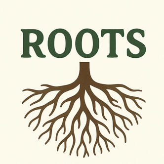 ROOTS icon with roots growing from the letters